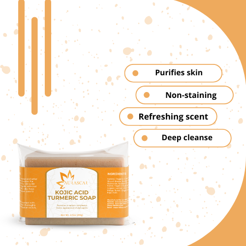 Aurascar Kojic Acid & Turmeric Soap